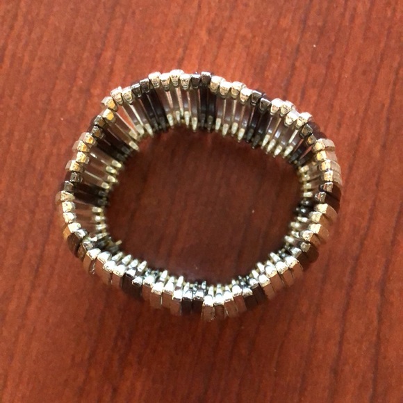 stretch wide band bracelet—silver and bronze - Picture 2 of 2